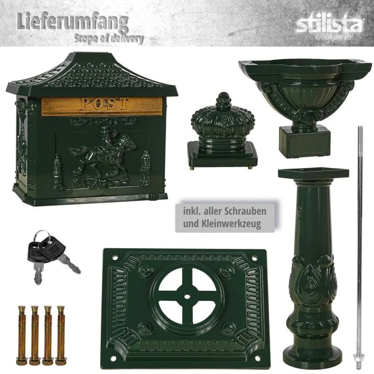 STILISTA cutie poștală antică, 118 cm, verde închis