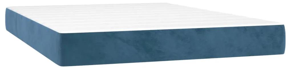 Saltea de pat cu arcuri, albastru inchis, 140x190x20 cm catifea Albastru inchis, 140 x 190 cm