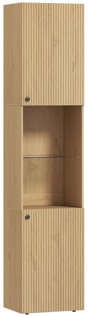 HOMCOM Dulap înalt pentru baie, corp coloană de depozitare 6 niveluri 2 uși și rafturi reglabile, 40x31x182cm, stejar | Aosom Romania