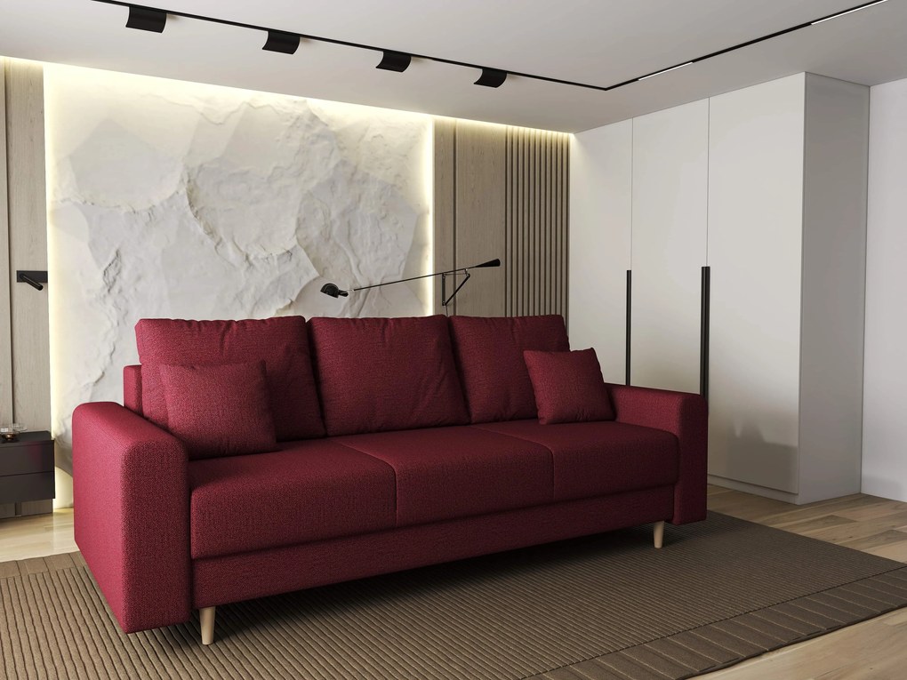 Canapea extensibilă dumonde cu ladă de depozitare si sezut confortabil din spuma high-density, Kronos Enjoy Rosu 210x100 cm