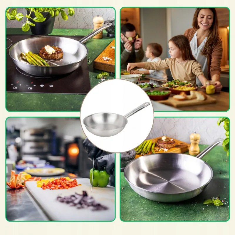 Tigaie Kinghoff KH 2019, Otel inoxidabil - 21CT, 24 cm, Uz casnic si profesional, Cuptor pana la 240°C, Toate plitele inclusiv inductie, Argintiu