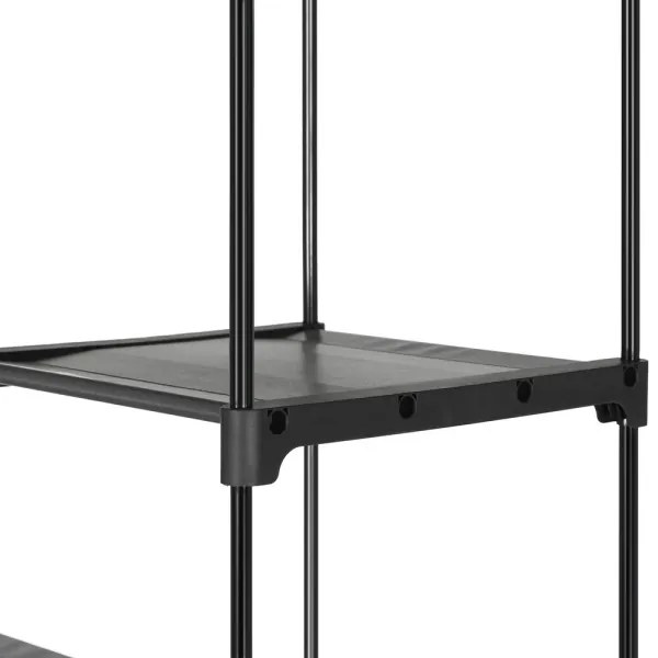 Dulap textil pentru depozitare MATIS, 140 x 174 cm, gri, cu rafturi și bară pentru umerașe