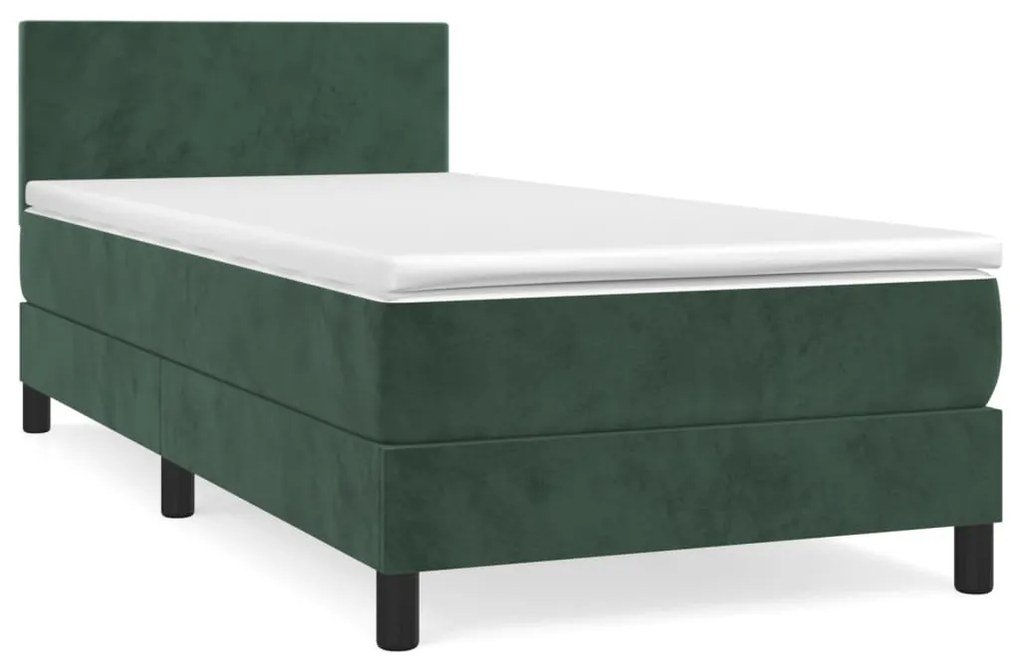 3141152 vidaXL Pat box spring cu saltea, verde închis, 80x200 cm, catifea