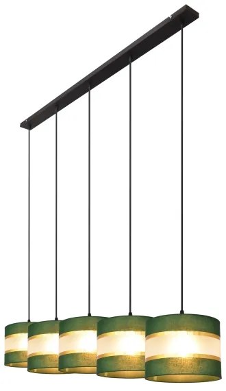 Lustră pe cablu HELEN 5xE27/15W/230V verde/auriu