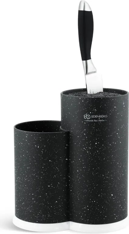 Suport pentru cutite si tacamuri Edenberg EB-5105B, 22x20 cm, Pana la 10 cutite, 2 compartimente, Usor de curatat, Acoperire moale, Negru
