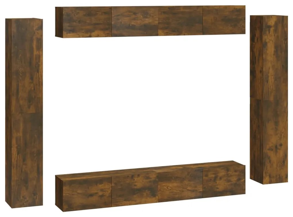 vidaXL Set dulap TV, 8 piese, stejar fumuriu, lemn prelucrat