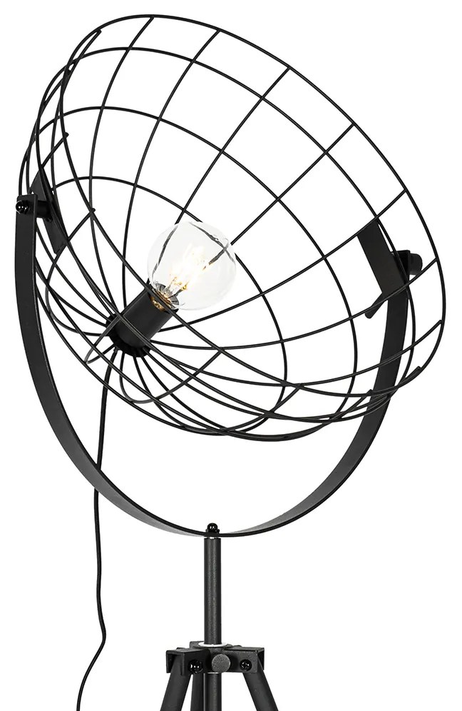 Lampă de podea industrială cu trepied neagră 50 cm reglabilă - Hanze