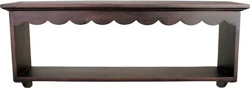 Etajeră de perete din lemn de mango maro, cu forme decorative ondulate, 60 × 25.5 ×15 cm, „Sigurd"