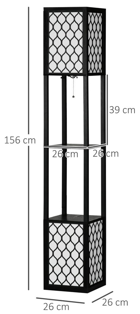 Lampa de podea coloana cu 2 rafturi, pentru camera de zi, studiu si dormitor, 26x26x156cm, alb si negru HOMCOM | Aosom Romania