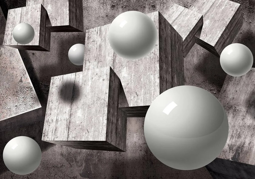 Fototapet - Elemente 3D geometrice gri (152,5x104 cm)