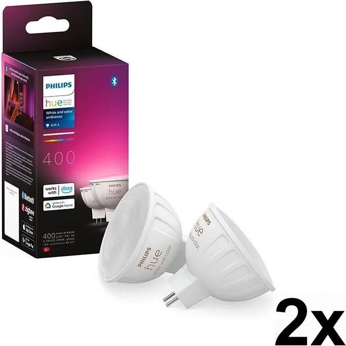 Set de 4 becuri LED RGBW dimerizabile Philips Hue WACA GU5,3/MR16/6,3W/12V