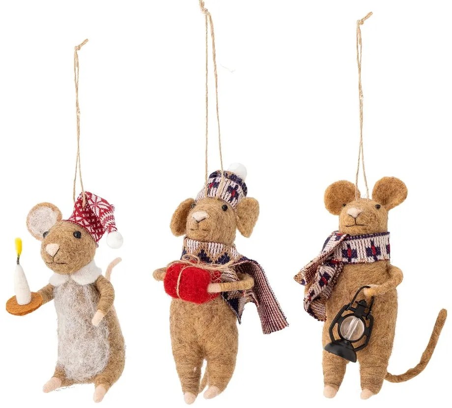 Ornamente de Crăciun 3 buc. din lână 11 cm Peo – Bloomingville