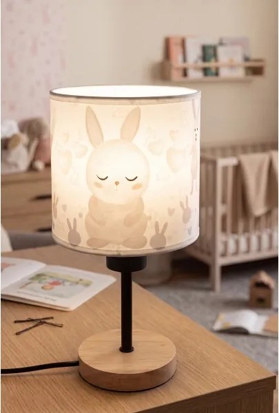 Brilagi - Lampă de masă BOBO WOOD 1xE27/25W/230V stejar/negru/alb/iepurași
