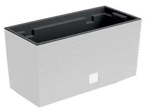 Jardiniera decorativa, imitatie ratan, alb, 39.5x18.5x19.5 cm, Rato Case
