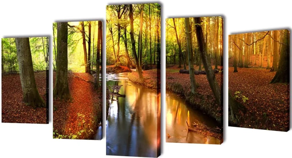 vidaXL Set de tablouri din pânză cu temă pădure 100 x 50 cm