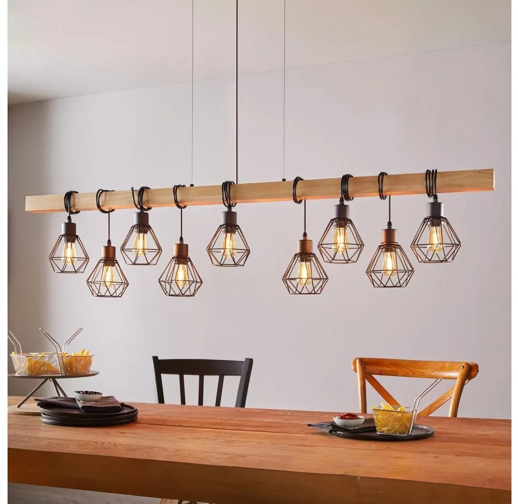 Eglo 44077 - Lustră suspendată pe cablu TOWNSHEND 9xE27/60W/230V