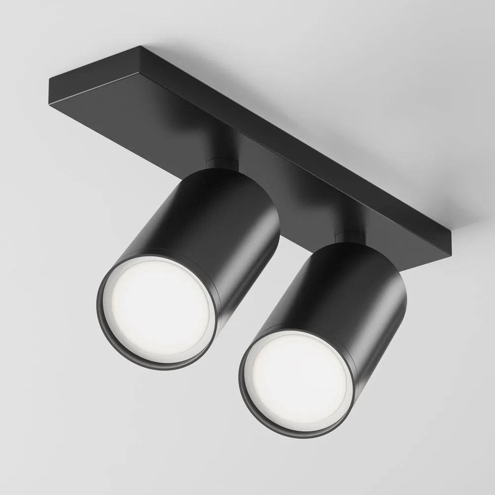 Aplica de perete / tavan cu 2 spoturi directionabile design tehnic Focus S negru