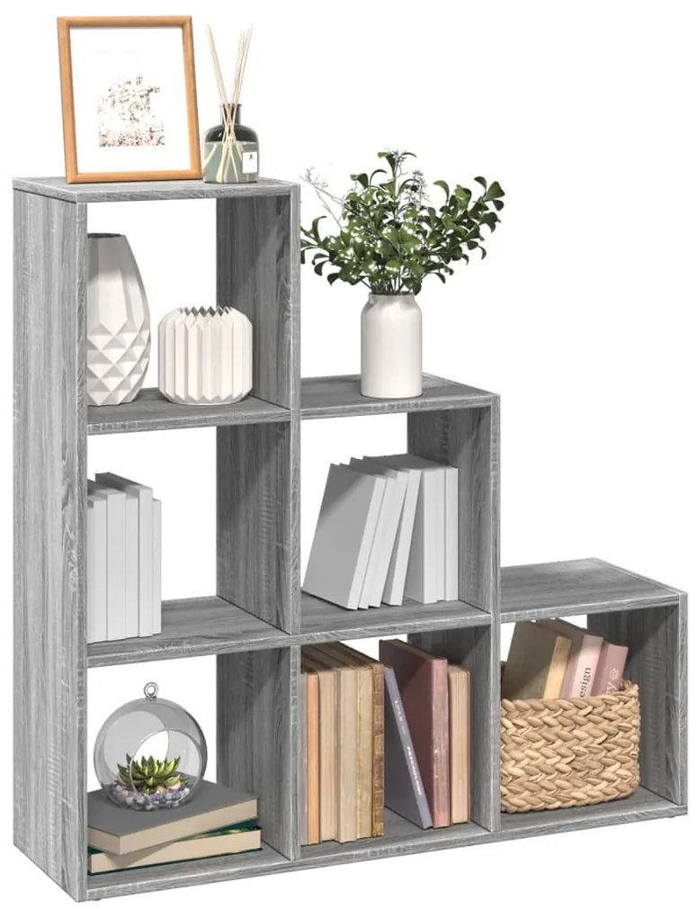 vidaXL Bibliotecă/separator, 3 niveluri  gri sonoma 99x29x99 cm lemn