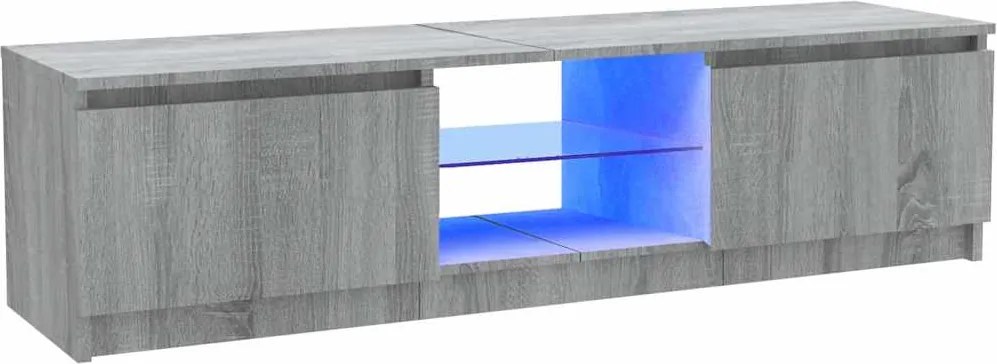 vidaXL Comodă TV cu lumini LED, gri sonoma, 120x30x36 cm