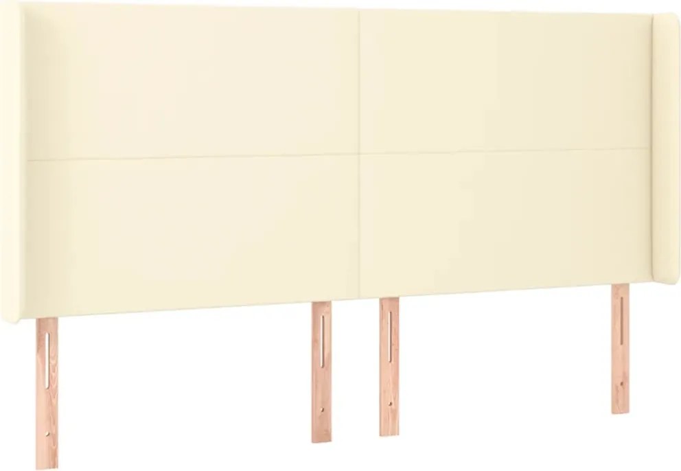 vidaXL Tăblie de pat cu aripioare, crem, 163x16x118/128 cm, piele eco