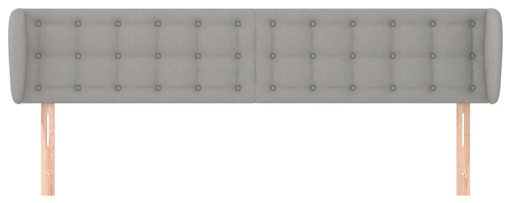 Tablie de pat cu aripioare gri deschis 183x23x78 88 cm textil 1, Gri deschis, 183 x 23 x 78 88 cm
