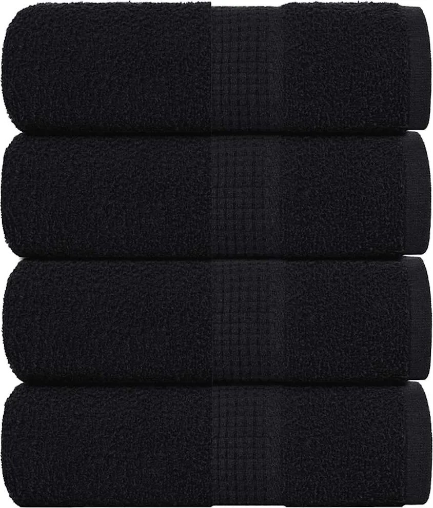 vidaXL Prosoape de oaspeți, FROGN, 4 buc., negru, 30x50 cm, 360 g/m²