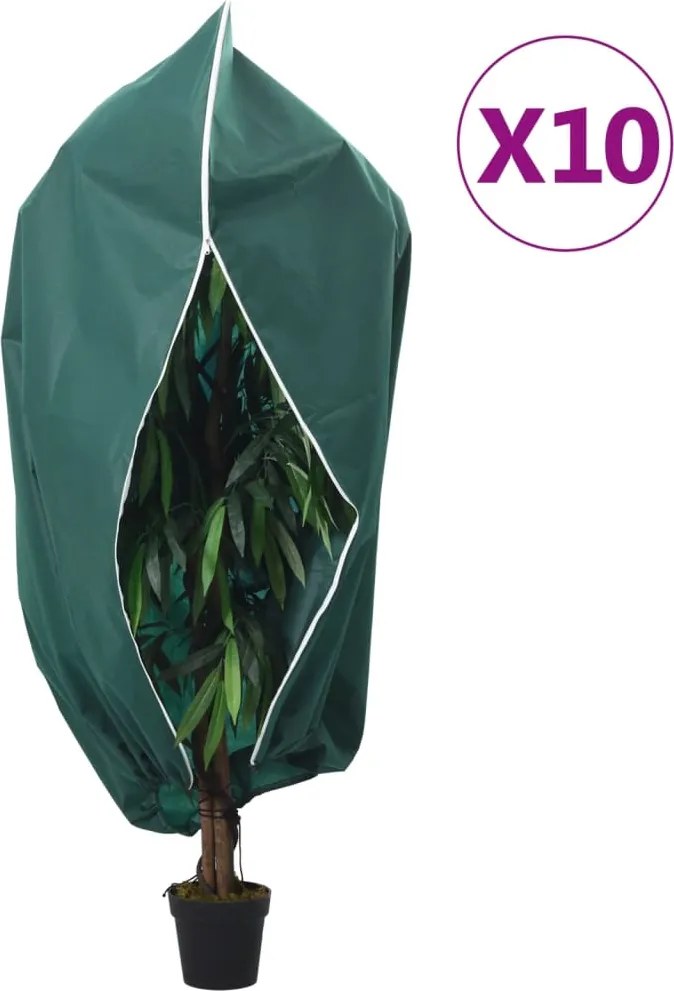 vidaXL Protecții fleece plante, fermoar, 10 buc, 70 g/m² 1,55x1,55 m