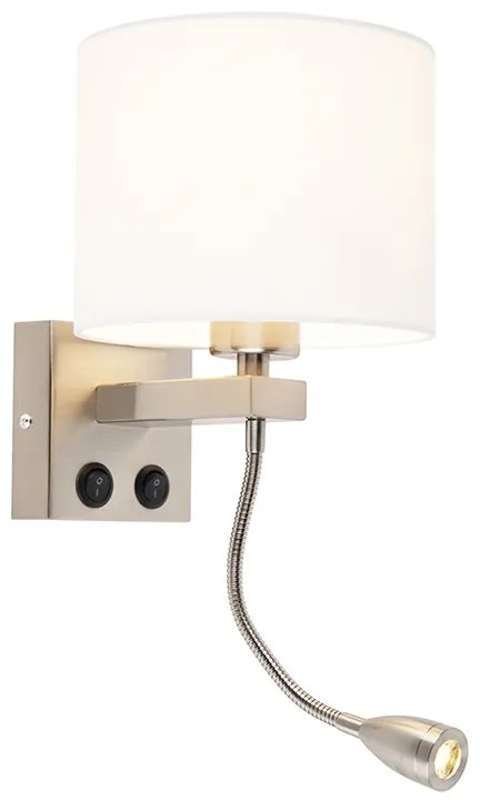Lampa de perete moderna din otel cu abajur alb - Brescia
