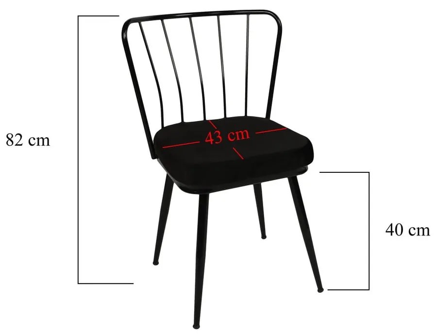 Scaune de dining negre 2 buc. din metal Yildiz – Kalune Design