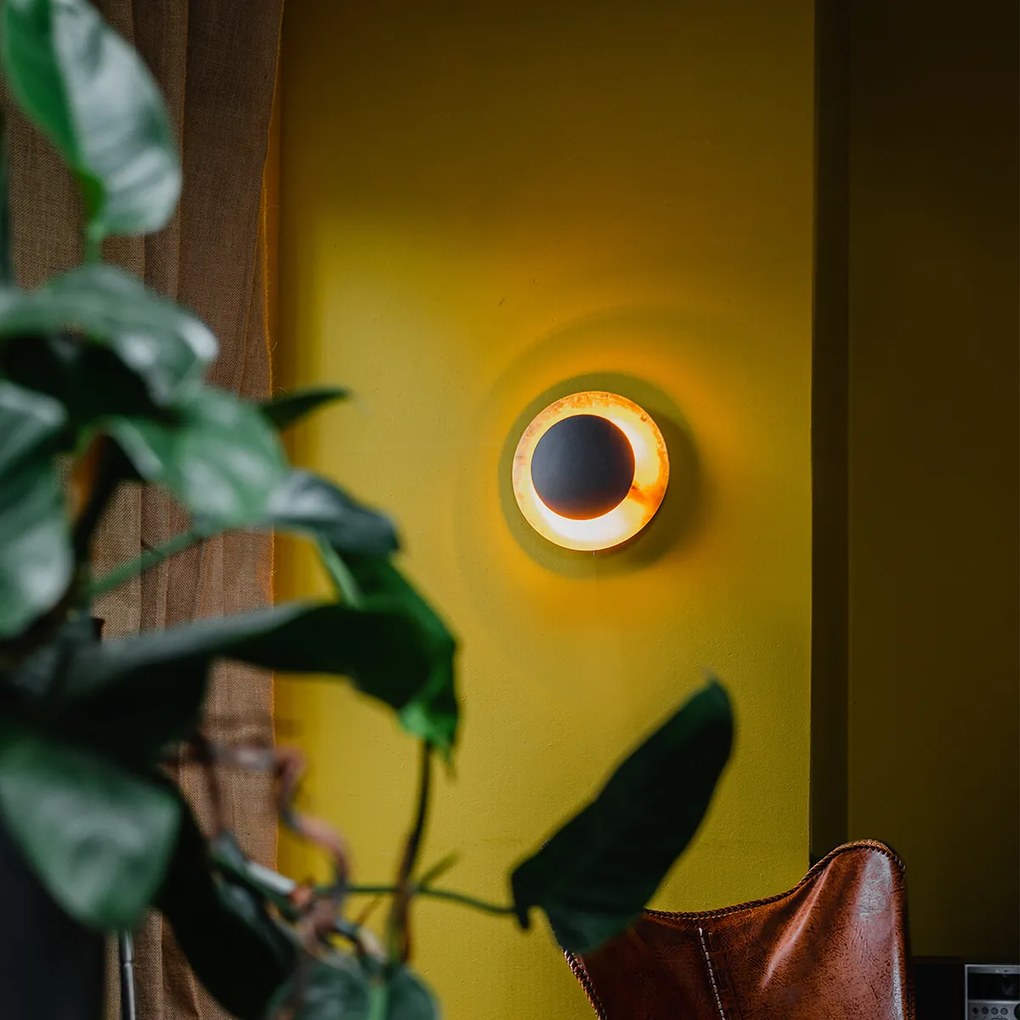 Aplică de perete Art Deco neagră cu auriu - Emilienne