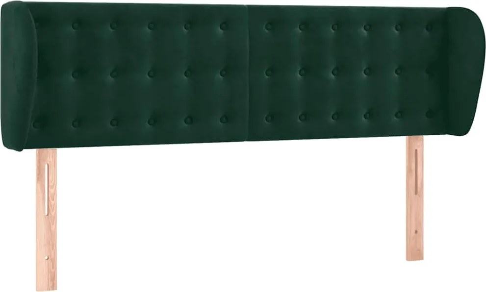 vidaXL Tăblie de pat cu aripioare verde închis 147x23x78/88 cm catifea