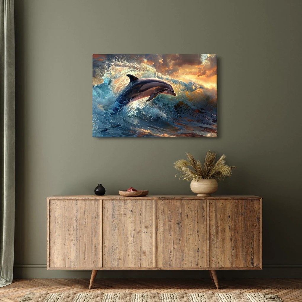 Tablou - Delfin, ilustrații (90x60 cm)