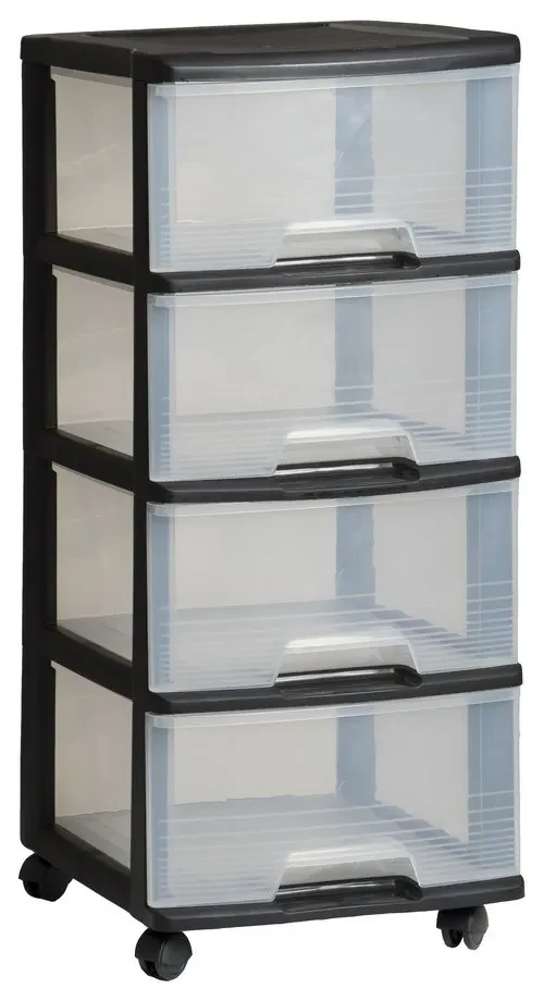 Etajeră pe roți neagră/transparentă din plastic 37x80,5 cm – Curver
