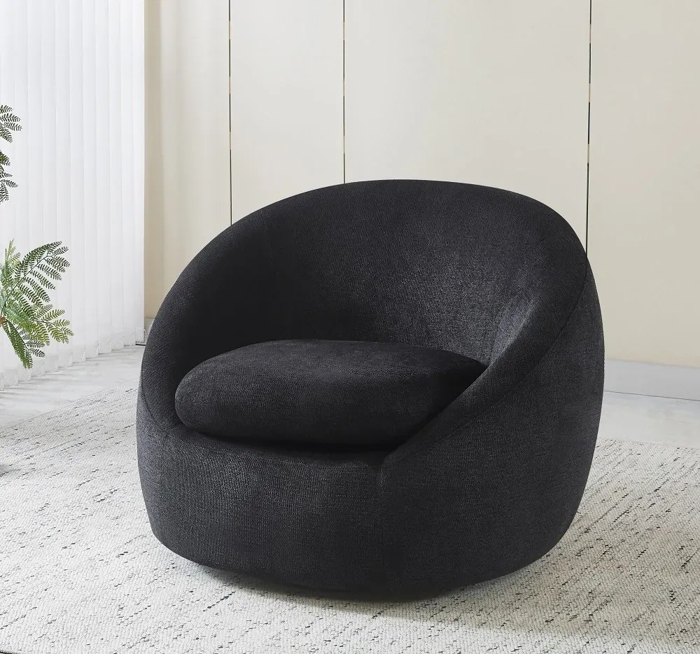 Fotoliu Rotativ – Fotoliu Modern și Confortabil pentru Living, Material Textil, Negru
