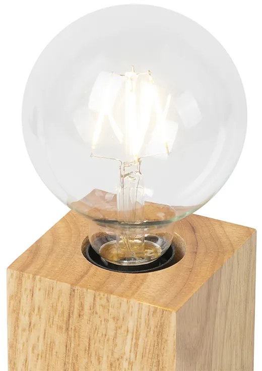 Lampă de masă rustică din lemn natural - Bloc