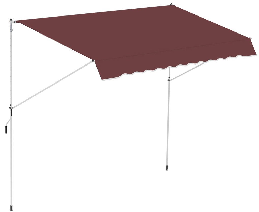 Outsunny Store banne Manual retractabil 3L x 1,5l m Auvent Telescopique fara Gatire Inclinatie si Inaltime reglabila Instalare Rapida metal alu Poliester Anti-UV bordo | Aosom Romania