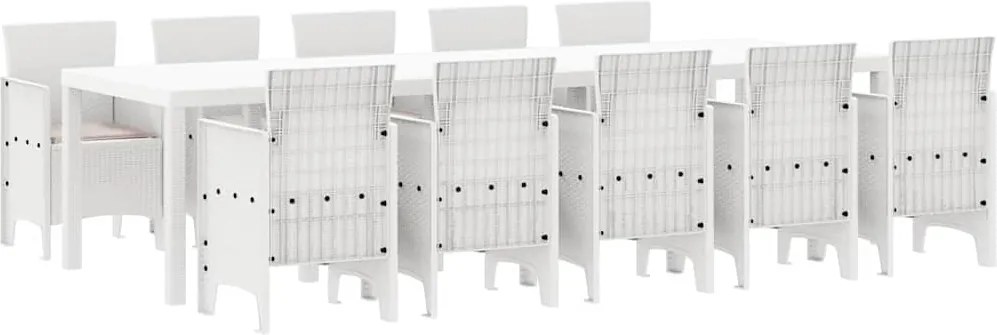 vidaXL Set de masă pentru grădină 11 pcs Alb și taupe Ratan sintetic
