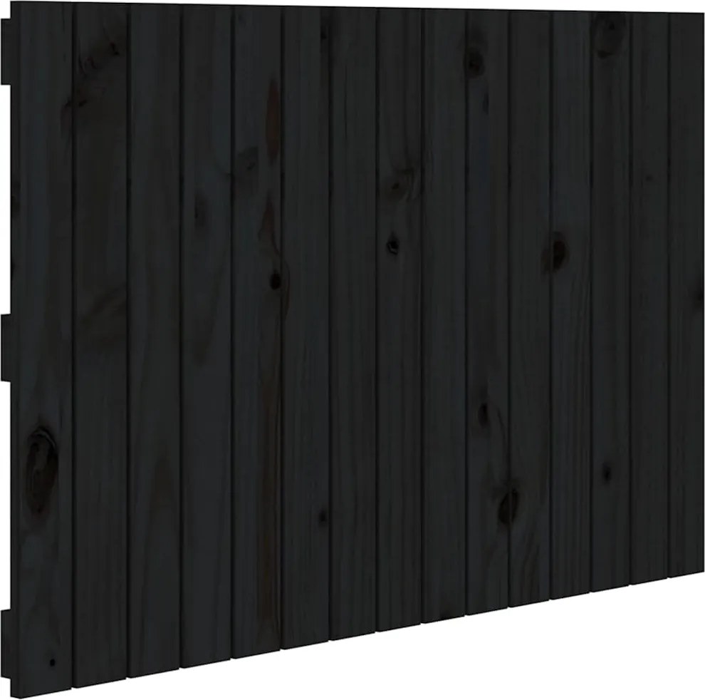 vidaXL Tăblie de pat pentru perete, negru, 95,5x3x60cm, lemn masiv pin