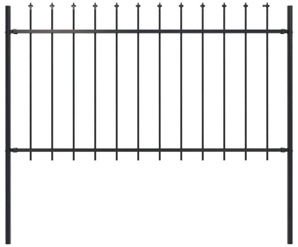 Gard de grădină cu vârf ascuțit, negru, 1,7 m, oțel