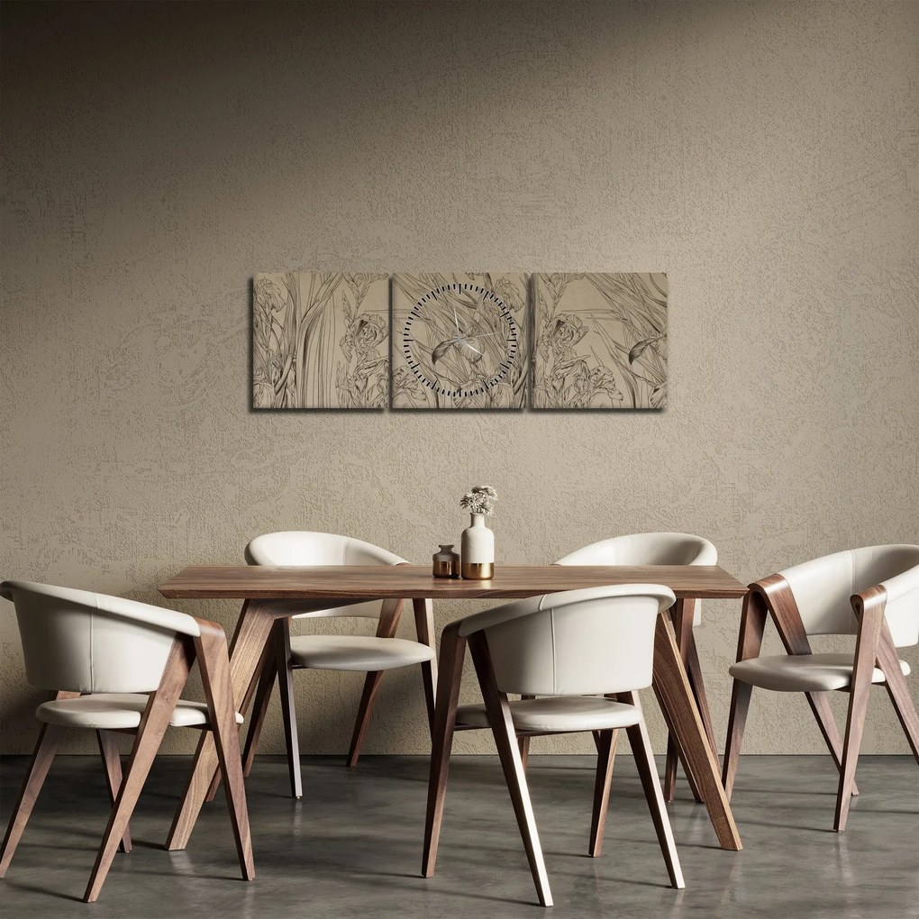 Tablou - Contururile plantelor (cu ceas) (90x30 cm)