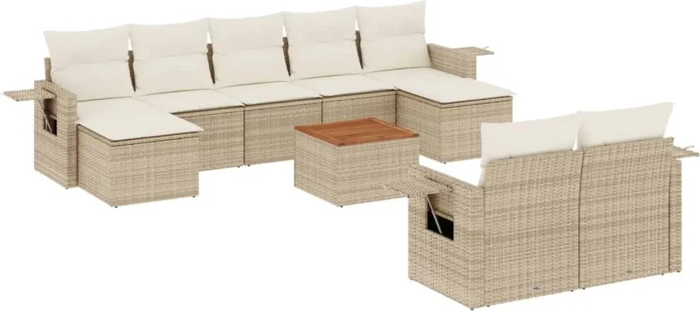 vidaXL Set canapele de grădină cu perne, 10 piese, bej, poliratan