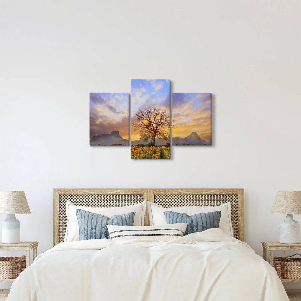 Tablou - Peisaj cu floarea soarelui (90x60 cm)