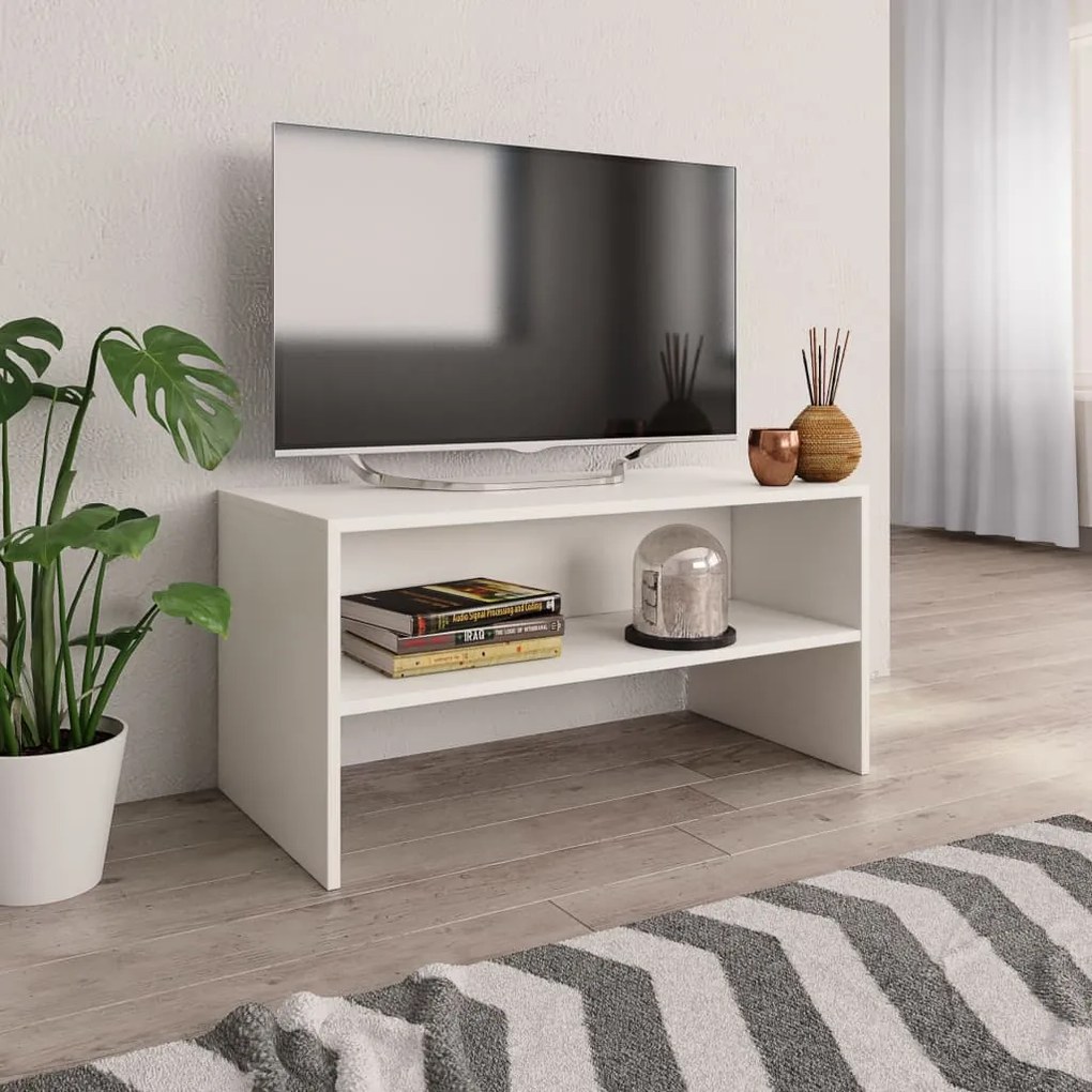 vidaXL Dulap TV, alb, 80x40x40 cm, lemn prelucrat