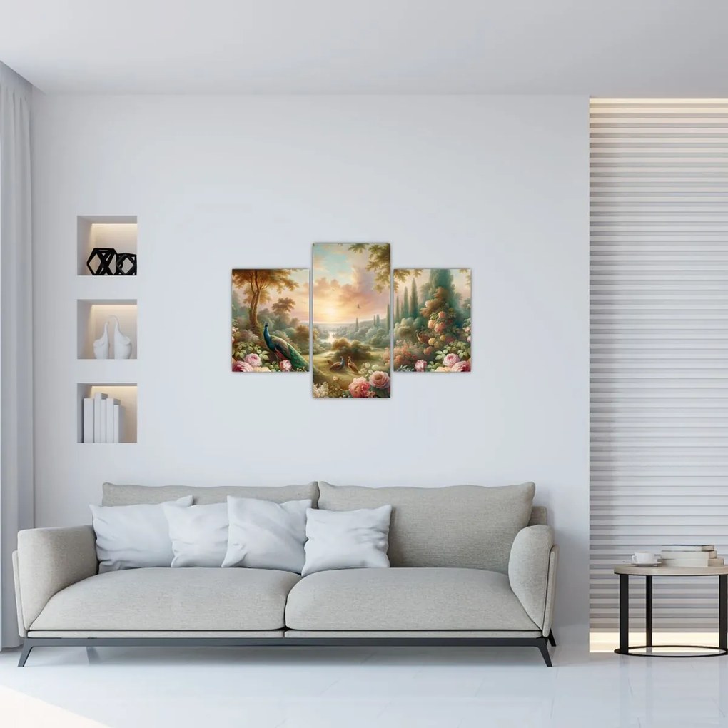 Tablou - Păuni în grădină (90x60 cm)