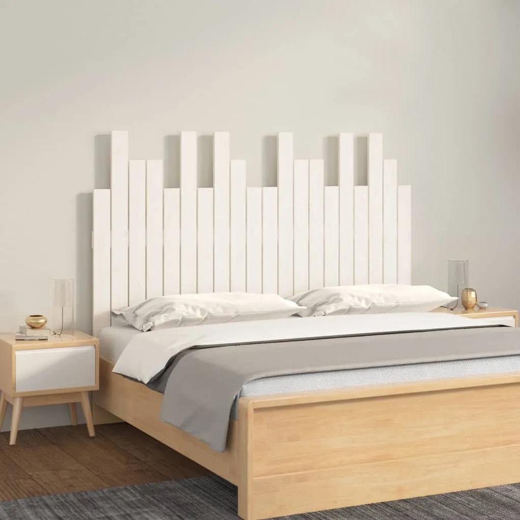 824789 vidaXL Tăblie de pat pentru perete, alb, 127,5x3x80 cm, lemn masiv pin