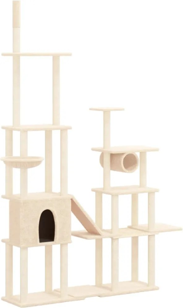 vidaXL Ansamblu de pisici cu stâlpi din funie de sisal, crem, 279 cm