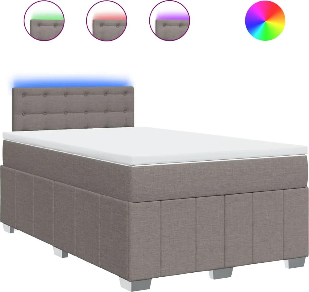 vidaXL Pat box spring cu saltea, taupe, 120x190 cm material textil