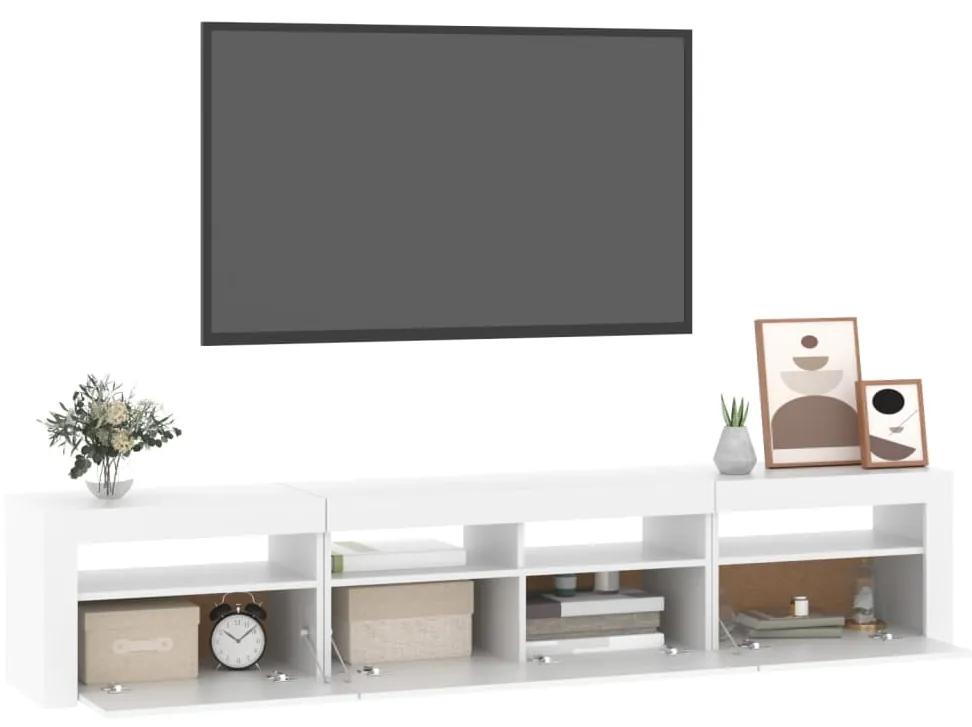 Dulap TV cu lumini LED, alb, 210x35x40 cm 1, Alb, 210 x 35 x 40 cm