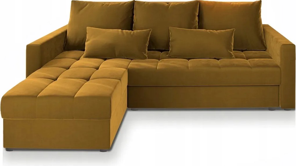 Canapea coltar extensibil ZENOVA 220 x 140 cm, reversibila – mustar