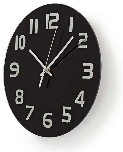Ceas de perete Nedis CLWA006GL30BK 1xAA/1,5V sticlă 30 cm negru